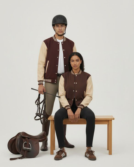 Lite Brown (Beige) Color Sleeves Varsity Jackets For Winter - Crazova Official