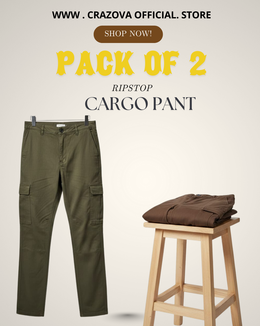 Pack of 2 Unisex Cargo Pants - Crazova Official
