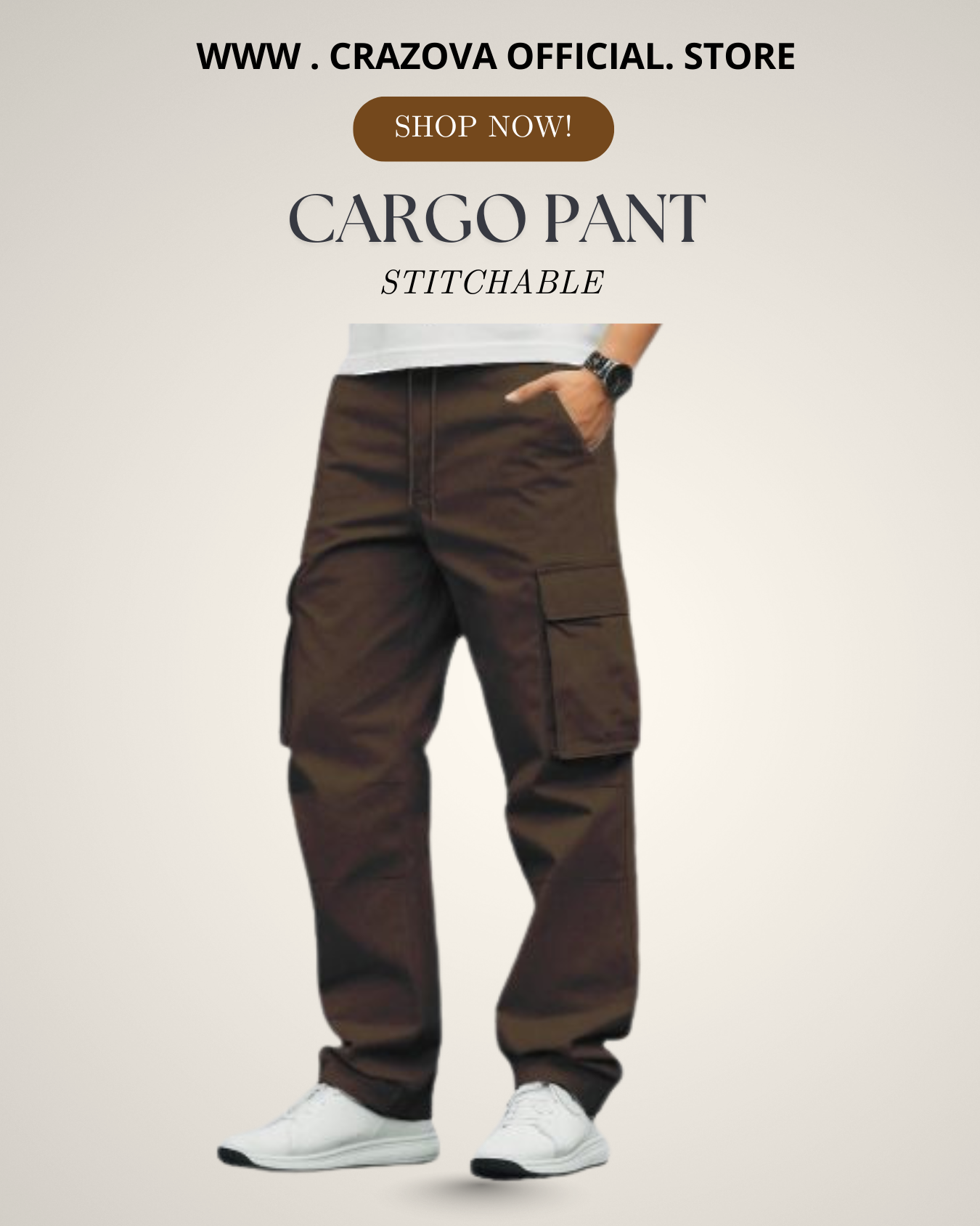 Dark Brown Unisex Cargo Pants - Crazova Official