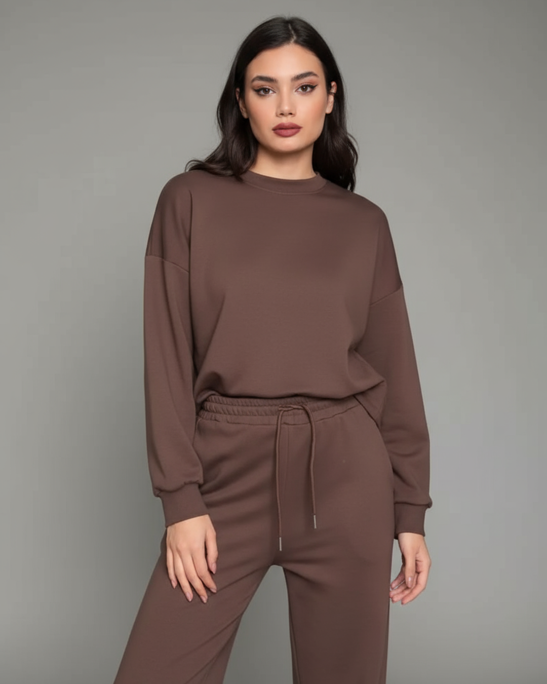 Dark Brown Sweatshirt & Flapper Trouser - Crazova Official