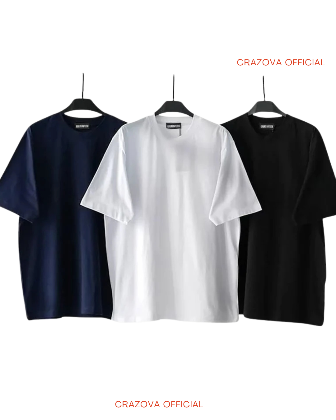 Pack of 3 Plain Unisex Drop Shoulder T-Shirts