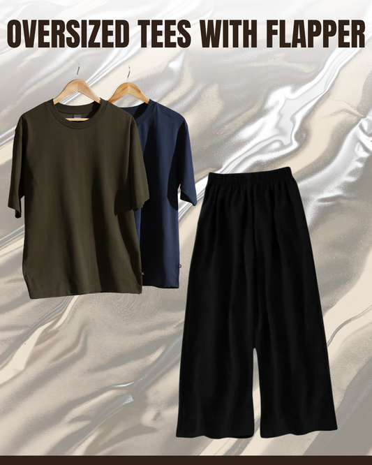 Pack of 2 Plain Drop Shoulder Tees And Flapper - Crazova Official
