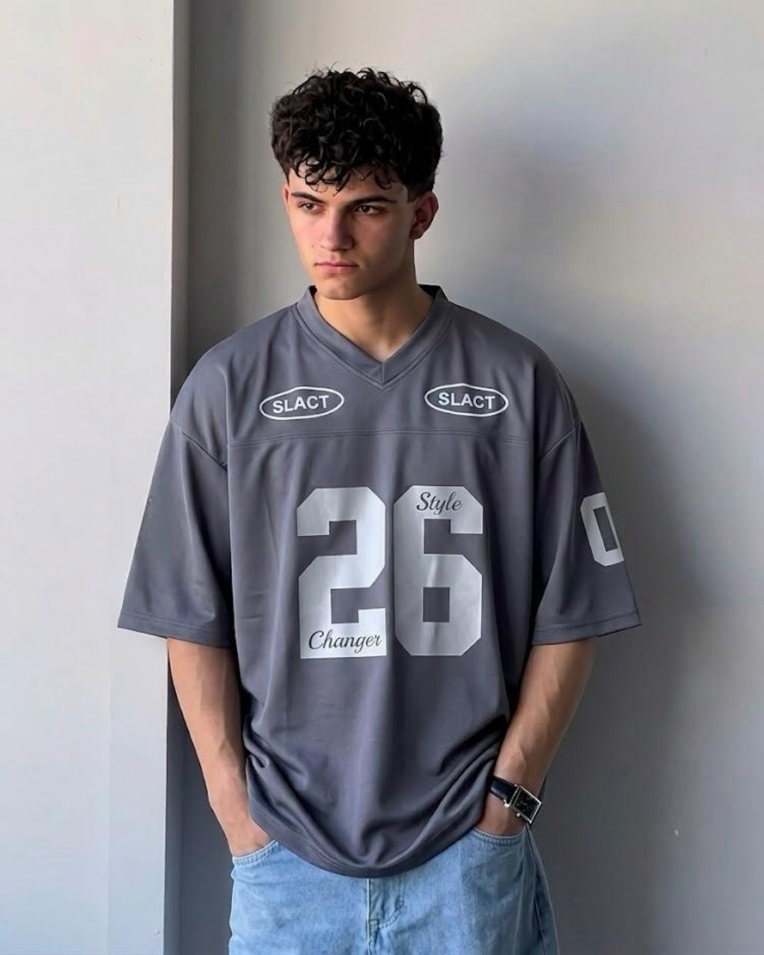 Vortex Unisex 26 V-Neck Printed Drop Shoulder Tee