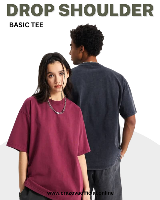 Unisex Pack of 2 Plain Drop Shoulder T-Shirts