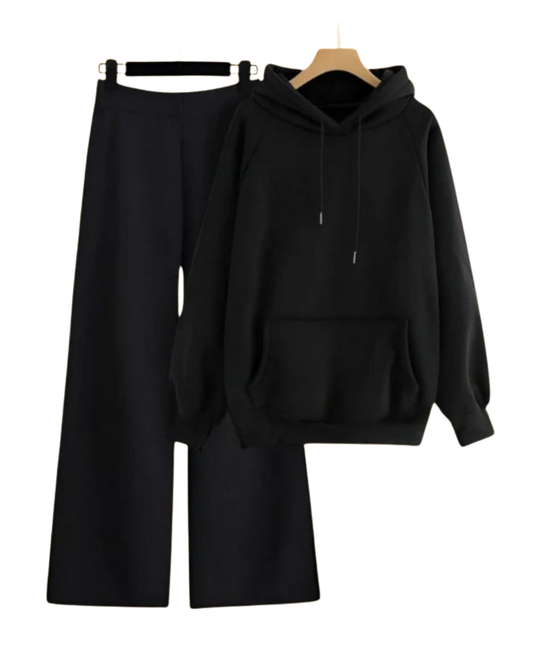 Black Plain Hoodie And Flapper - Crazova Official