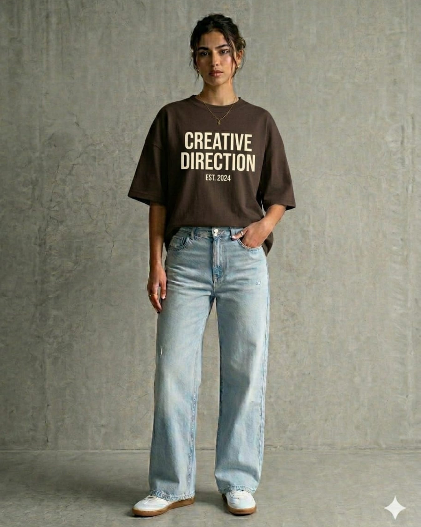 Creative Direction Drop Shoulder & with Wide Leg Jeans