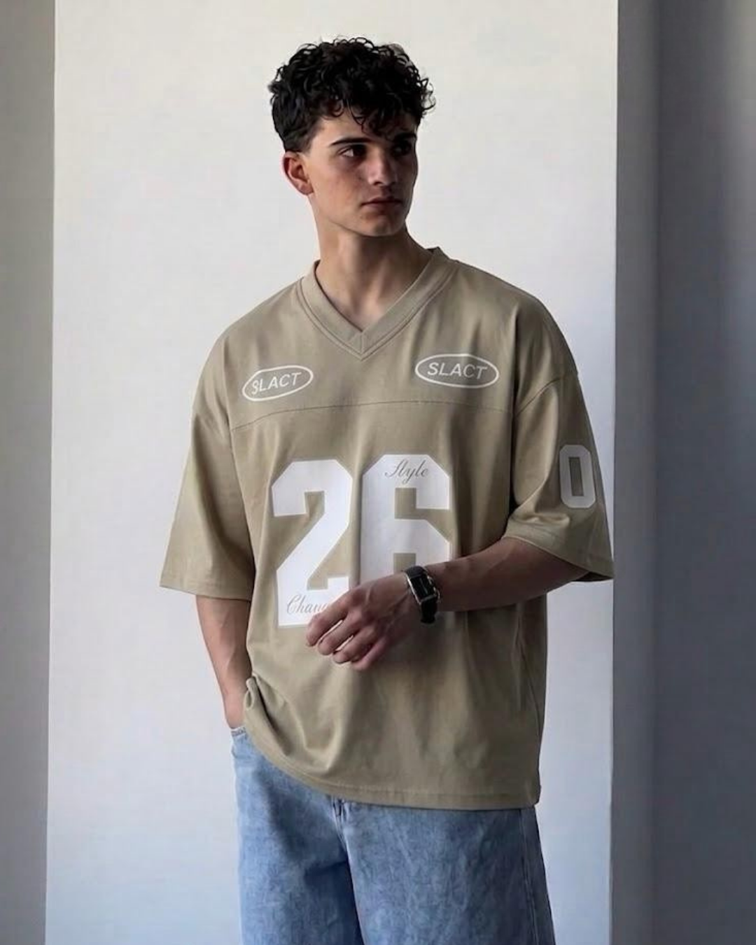 Vortex Unisex 26 V-Neck Printed Drop Shoulder Tee