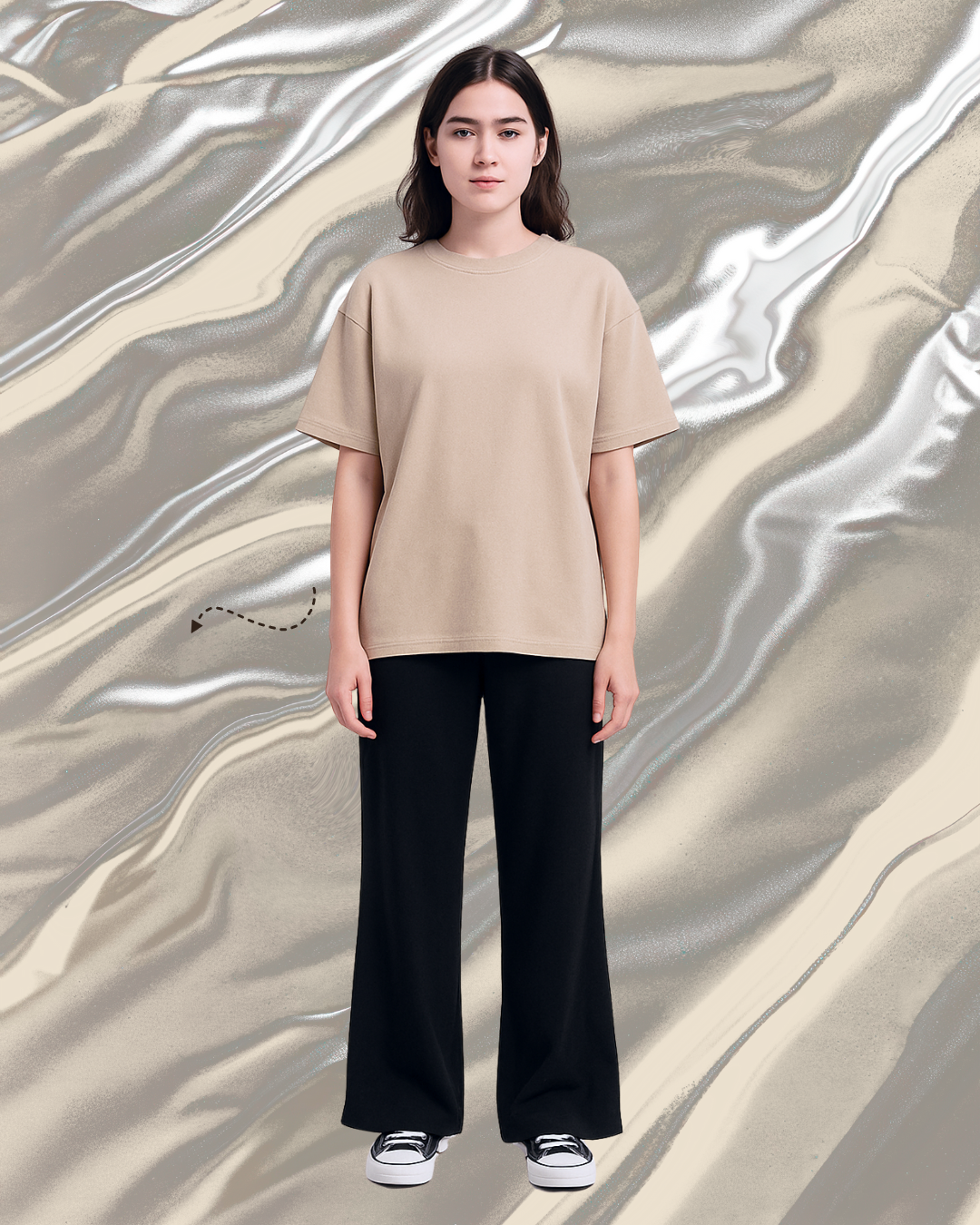 Unisex Beige Plain Drop Shoulder Tee And Flapper - Crazova Official