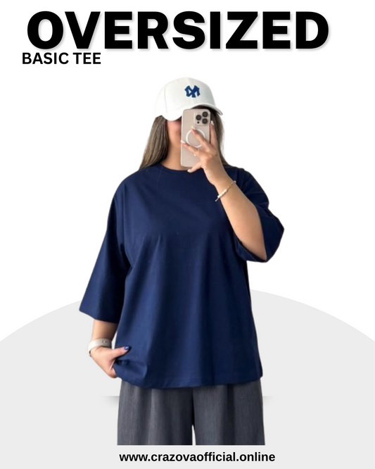 Petroleum Blue Unisex Plain Drop Shoulder T-Shirts
