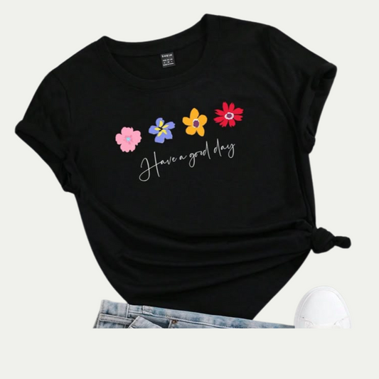 Flower Printed Tee - Crazova Official