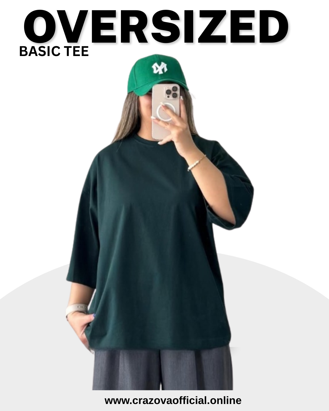 Bottle Green Unisex Plain Drop Shoulder T-Shirts