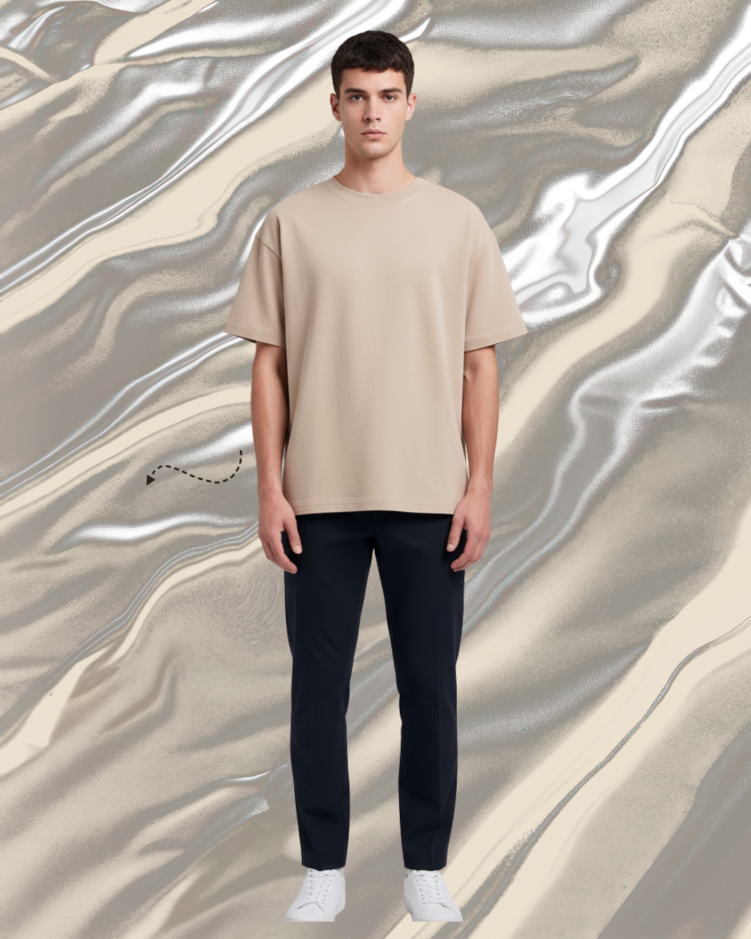 Unisex Beige Plain Drop Shoulder Tee And Trouser - Crazova Official
