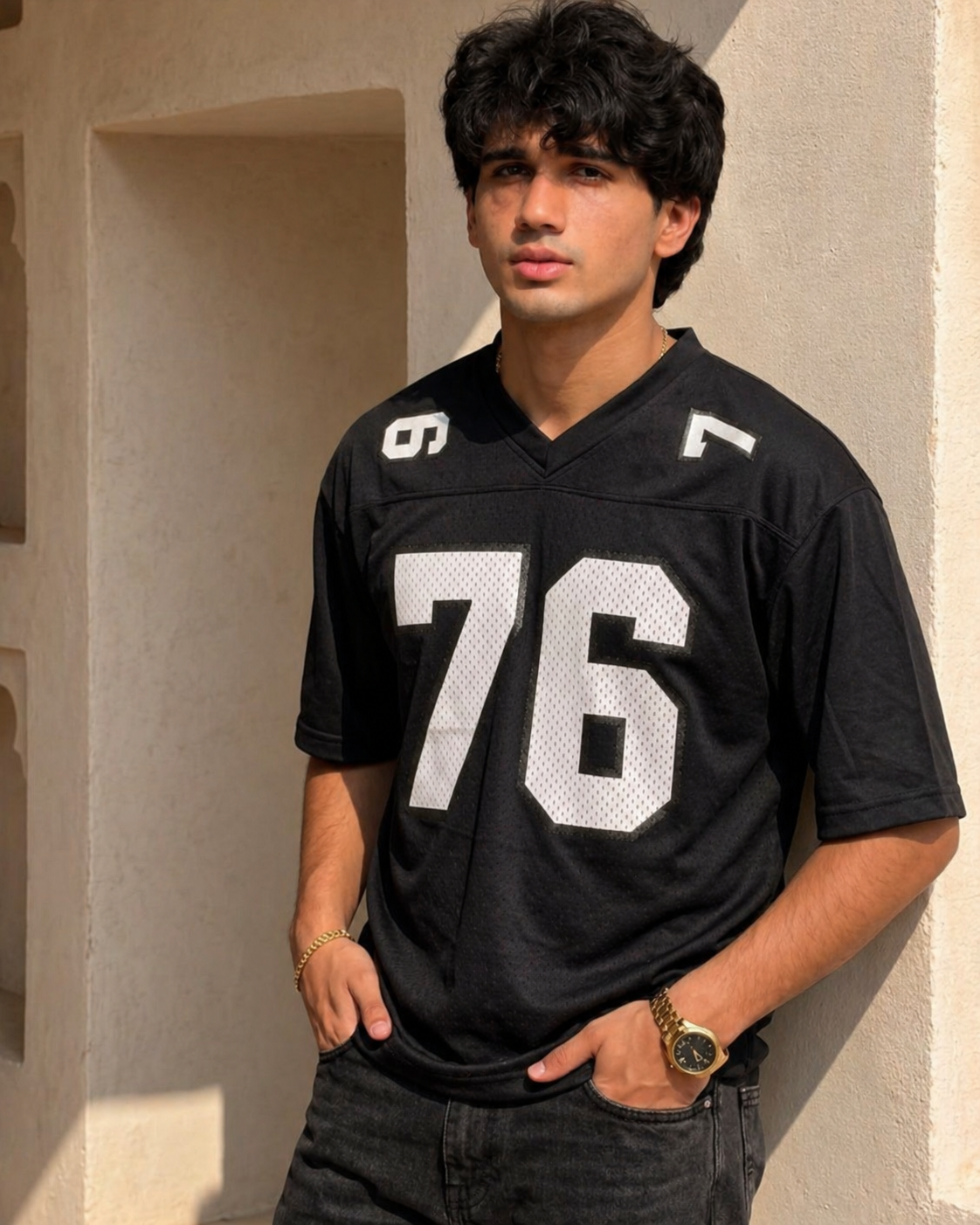 V Neck 76 Drop Shoulder T-Shirt