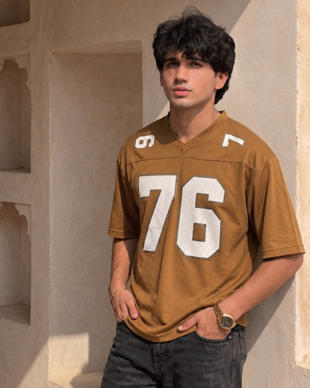V Neck 76 Drop Shoulder T-Shirt
