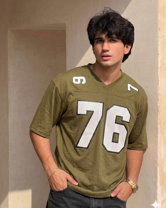 V Neck 76 Drop Shoulder T-Shirt