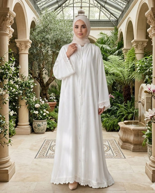 Pearl Grace White Abaya For (Umrah)