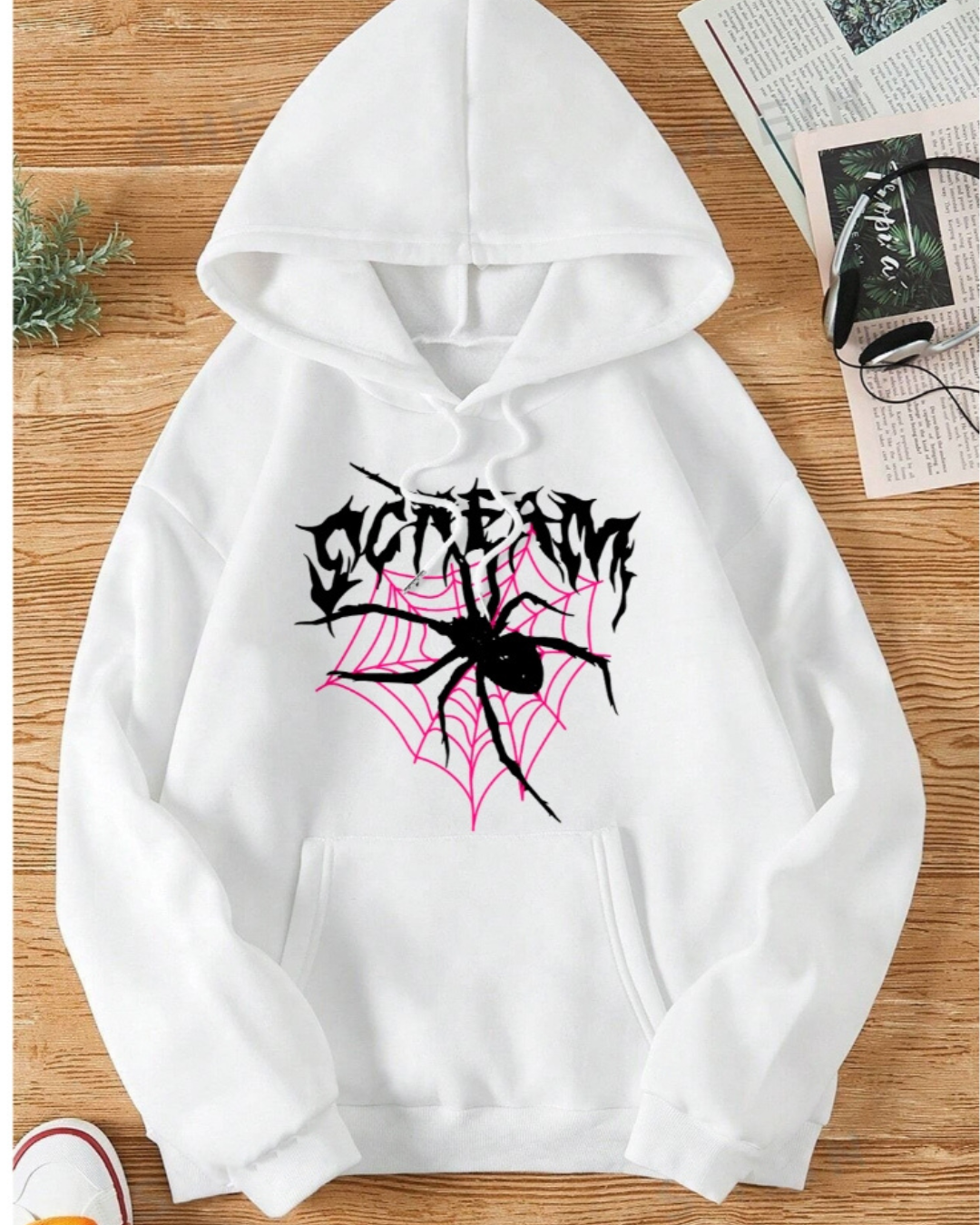 Unisex Black Print Spider Hoodie - Crazova Official