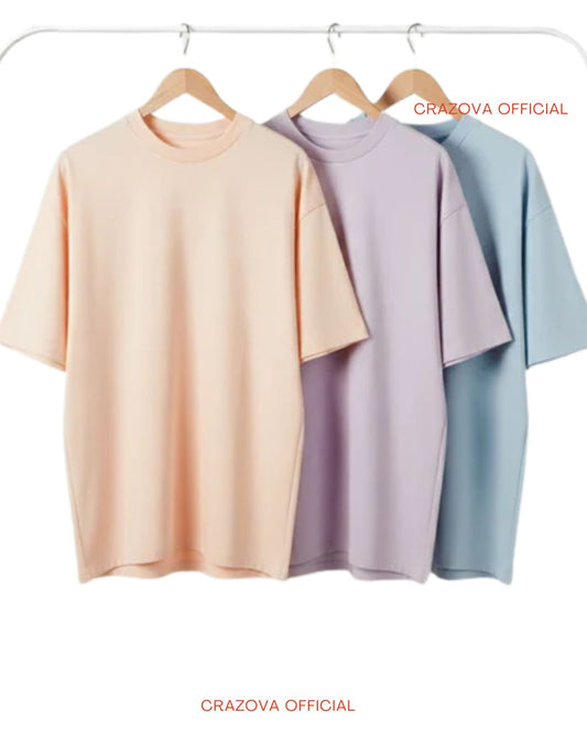 Pack of 3 Plain Drop Shoulder T-Shirts
