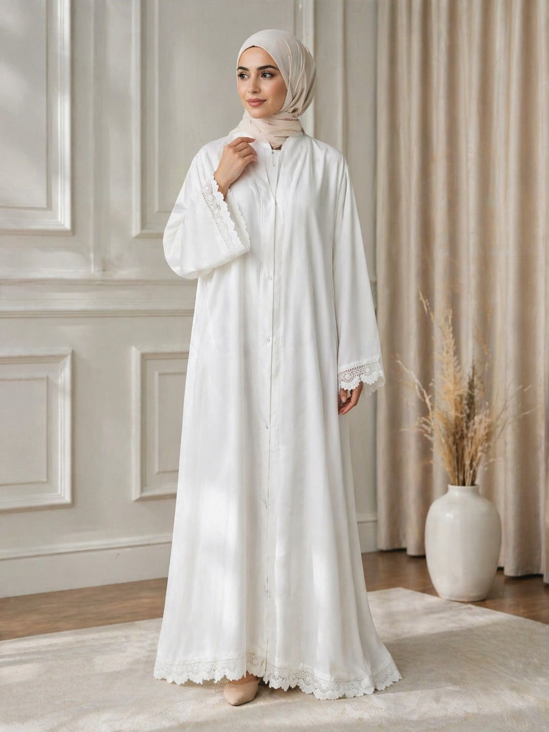 Pearl Grace White Abaya For (Umrah)