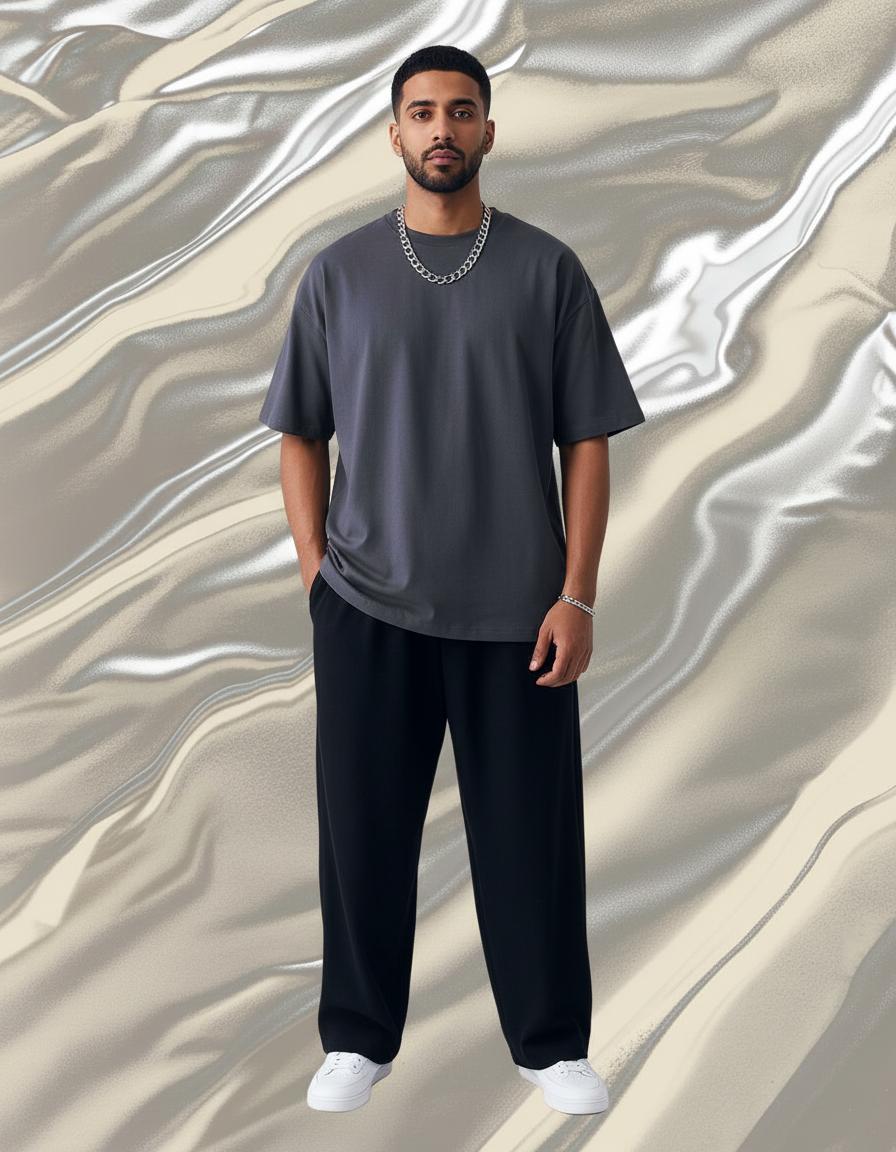 Unisex Plain Drop Shoulder T-Shirt & Trouser - Crazova Official