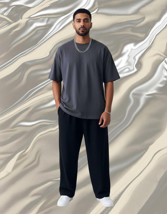 Unisex Plain Drop Shoulder T-Shirt & Trouser - Crazova Official